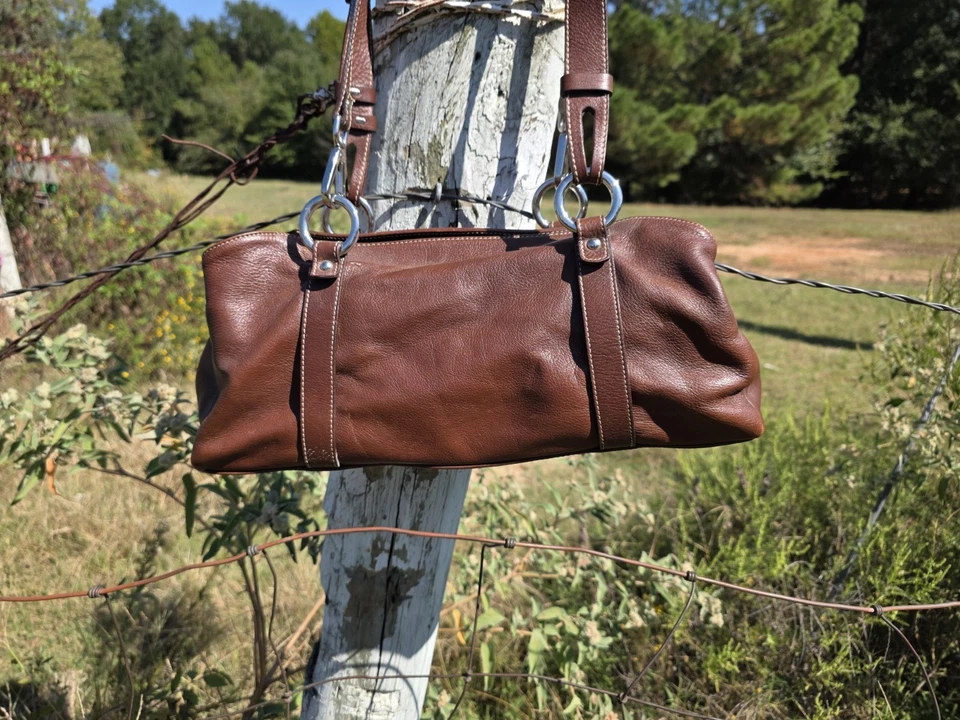 VINTAGE GIANNI CHIARANI handbag Brown Leather With Silver Hardware - Image 2 of 4