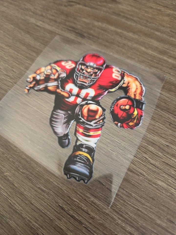 Kansas Running Football Player Raised UV DTF Decal 4in X 4in Color - Image 3 of 4