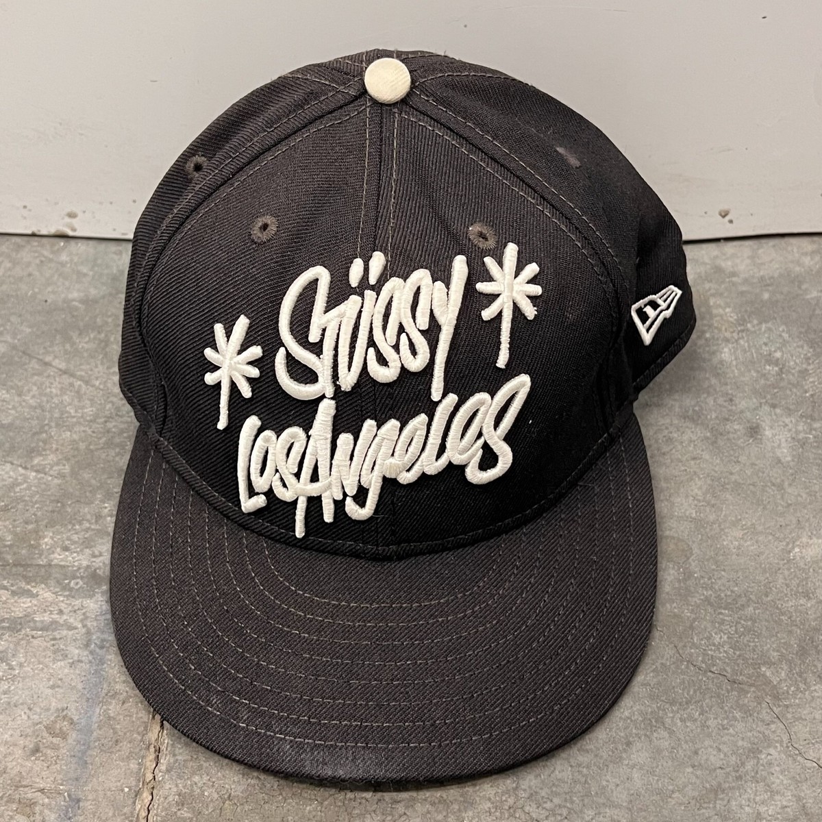Stussy Los Angeles New Era Cap Mens 7 1/4 Black Embroidered