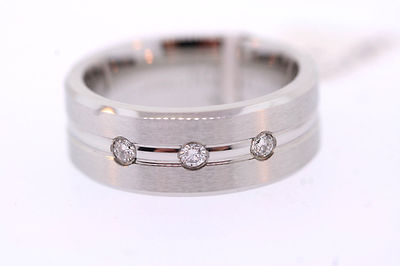 Triton Cobalt 8mm .18ctw Diamond Center Groove Bevel Edge Comfort Fit Band Ring