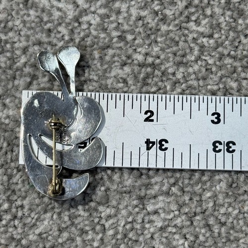 Sterling Silver Abalone Abstract Brooch Pin Vintage 2.5" X 1.25" - Picture 8 of 8