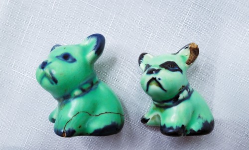 PAIR OF SYLVAC BYNGO MINIATURE CERAMIC FRENCH BULLDOG FIGURINES c1930s - Picture 3 of 11
