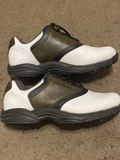 Mens FootJoy GreenJoy Brown White Leather Golf Shoes Soft Spikes Size 8.5 45516