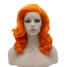 Medium Long Wavy Heat Resistant Fiber Lace Front Synthetic Wig 16inch