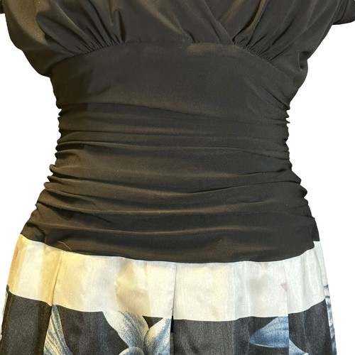 Ignite Evenings Black White Striped Floral Cocktail Dress NWT Size 8 #9184113 - Picture 4 of 14