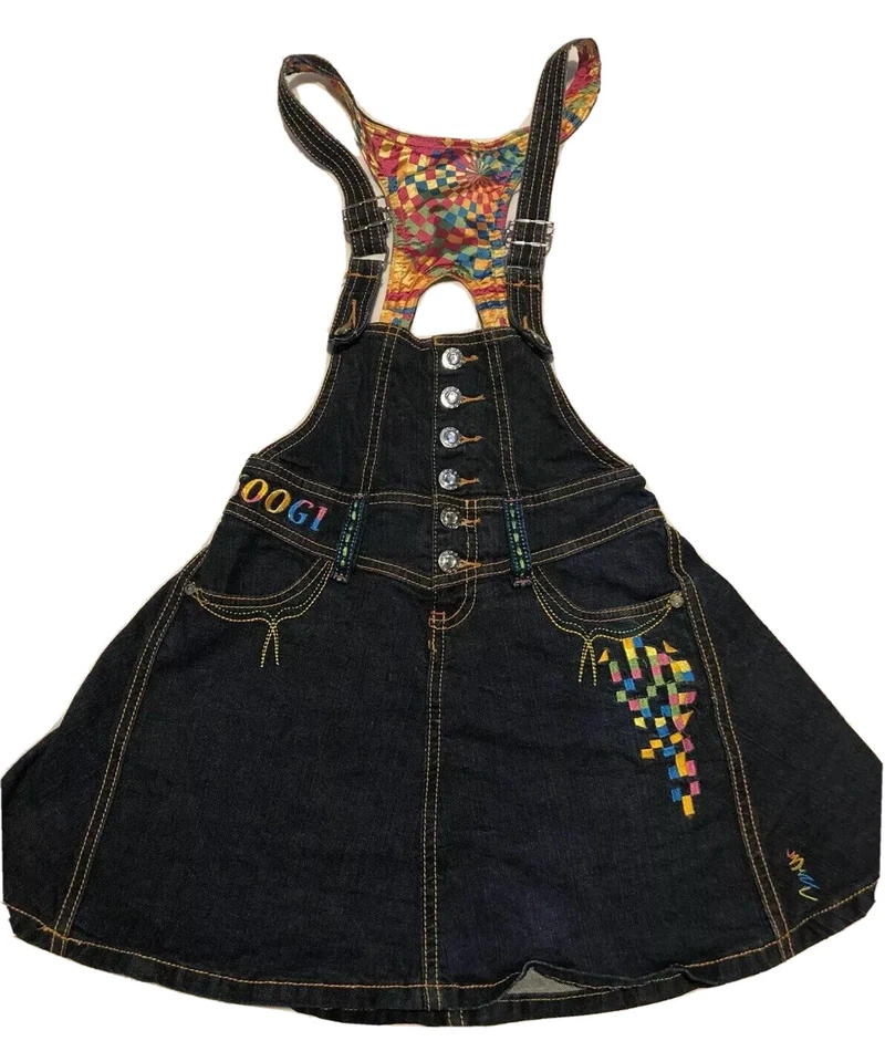 Talla 8/10 M Niñas Pequeñas De Colección Coogi Denim Pantalones Mono Con Falda Foto 2 de 4