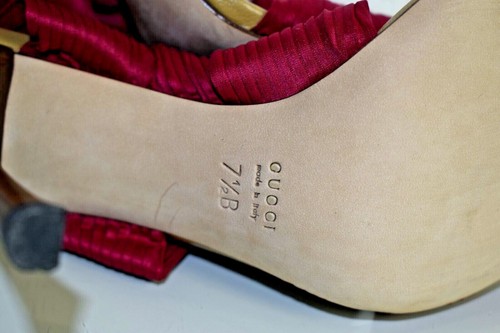 $975 NEW in BOX GUCCI Mules Slides Sandals Cranberry Red Beige Shoes 7.5 - Picture 7 of 7