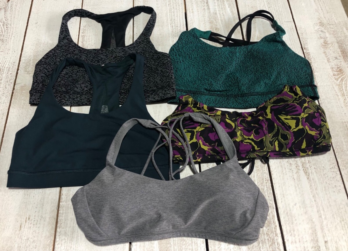 Set Of 5 Lululemon Women's Multicolored Sports Bras Sz 8 (34