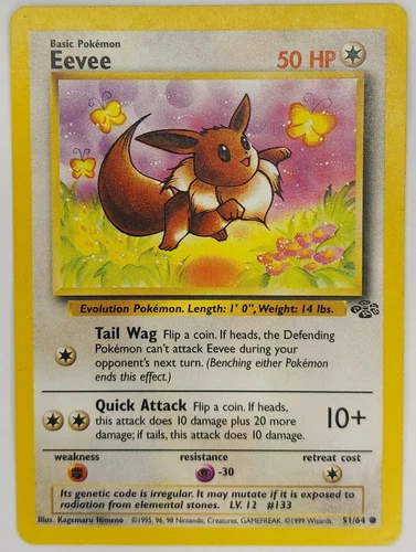 Eevee 51/64 Jungle 1999 Pokemon Card - Unlimited Edition - WOTC