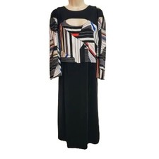 Jete Colorblock Geometric Cold Shoulder Front Keyhole Midi Dress Black Size 3X
