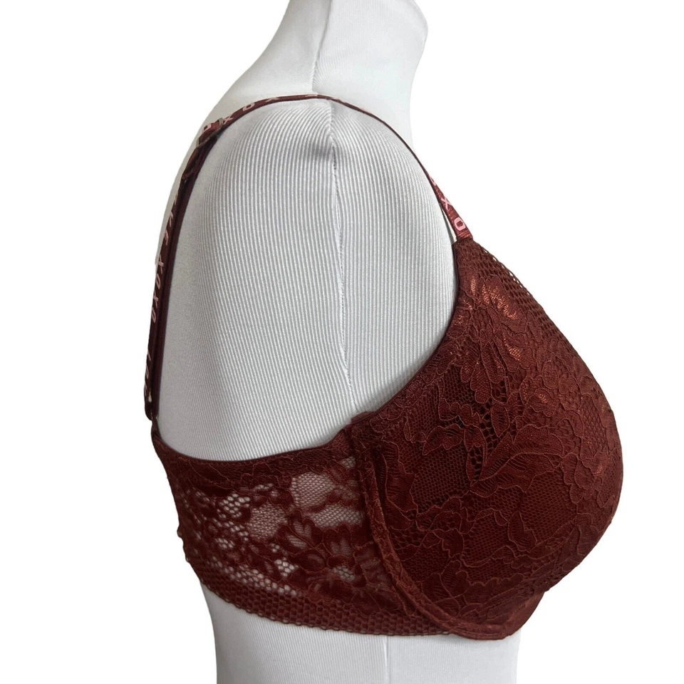 XOXO Bra 38DD Wine Padded Cup Underwire Adjustable Straps Lace Back Love Xo - Image 4 of 4