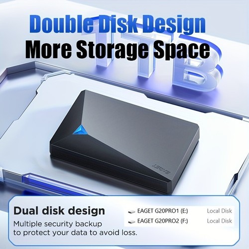 EAGET 1TB USB 3.0 External Hard Disk Drive Portable Hdd Storage Device 2.5in - Picture 6 of 9