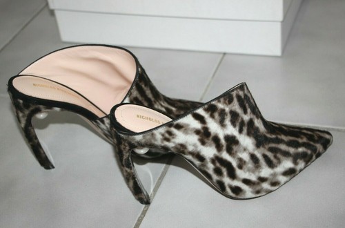 Nicholas Kirkwood Mira Faux Pearl Leopard Print Calf Hair Mule US 7/ IT 37 $995 - Picture 9 of 12