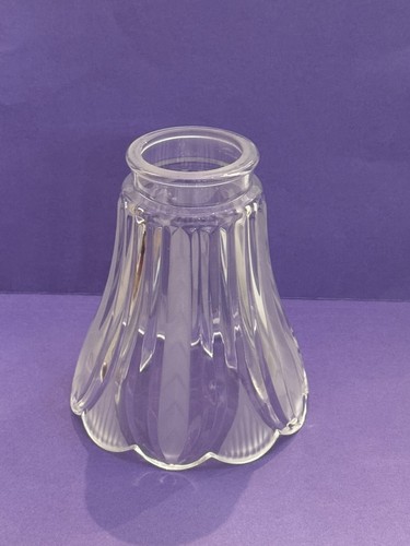 NEW~Old Stock-SCALLOPED Frosted Crystal Fan Pendant Fixture Shade 2-1/4" Fitter - Picture 4 of 8
