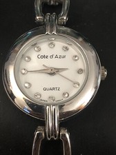 Cote d'Azur Women's Watch White Dial Stainless Steel Silver Band....NEW BATTERY