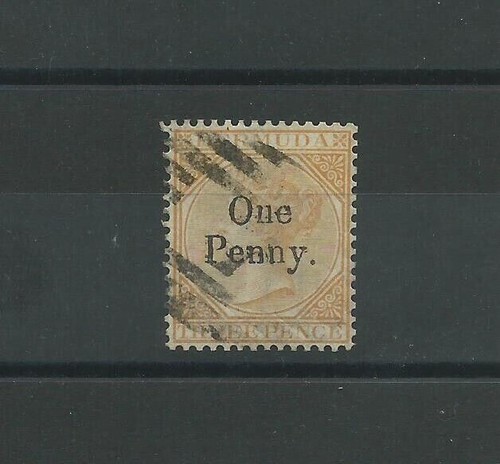 Bermuda 1875 Queen Victory Efigie Soprast One Penny Usado Sg 16 Caffaz MF24230