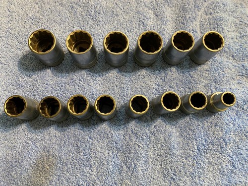 Vintage S-K Chrome, 14 Piece, 1/2" Drive SAE Sockets, Made in USA