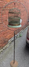 Antique 1920s Hendryx Brass Tweety Bird Cage Art Deco MCM w Stand Beautiful Rare