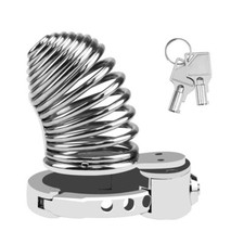 Stainless Steel Metal Click Lock Male Chastity Device Cage Adjust Ring NEW