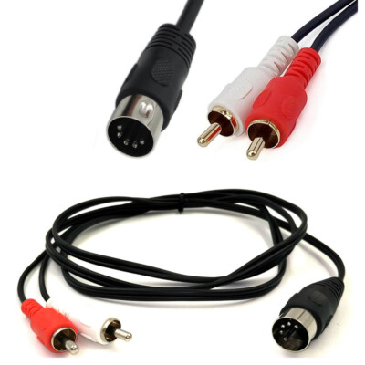 5FT MIDI 5 Pin 5PIN DIN Male to 2RCA Male Converter Cable Audio Cord ...