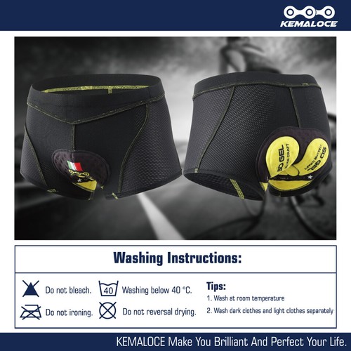 KEMALOCE Ciclismo Intimo Uomo 5D Gel Pad Antiurto S M L XL 2XL Pantaloncini Ciclismo - Foto 8 di 41