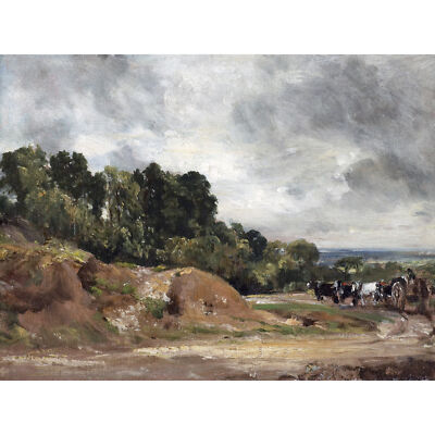 Constable Sandbänke Wagen Pferde Hampstead Heide Gemälde XL Wandbild Leinwanddruck