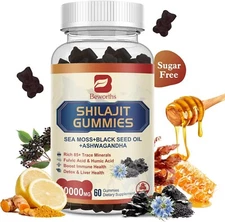Shilajit Resin Gummies, Shilajit Irish Sea Moss Supplement with Black Seed Oil,