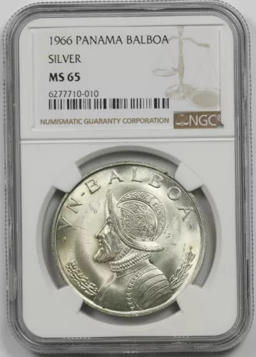 1966 Panama Silver Balboa NGC MS 65 