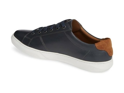 Robert Talbott Hudson Leather Low Top Lace-up Sneakers Navy Size uk 12 eu 46 - Picture 2 of 10