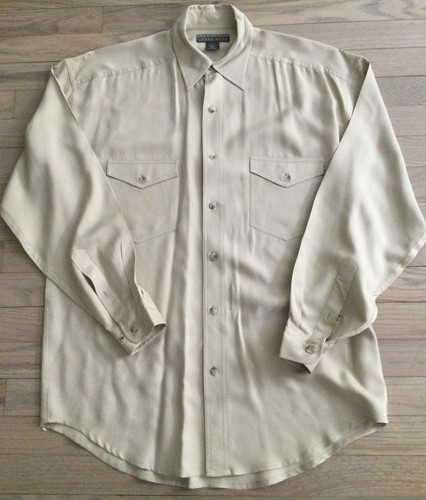 Structure Urban Wear 100% Silk Button Shirt Mens Light Tan SZ.S/M SeeDisc. NEW
