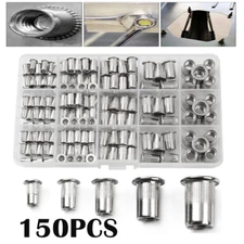 150PCS M3-M8 Mixed Rivet Nut Kit Stainless Steel Rivnut Insert Threaded Nutsert