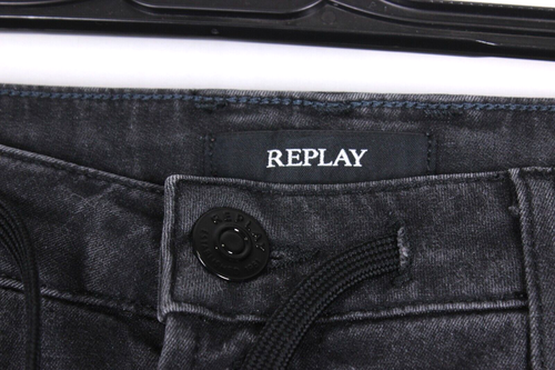 Replay Hombre Vaqueros Talla W28 Ajustado Gris Elástico Dobladillos Cotton Blend - Imagen 6 de 9