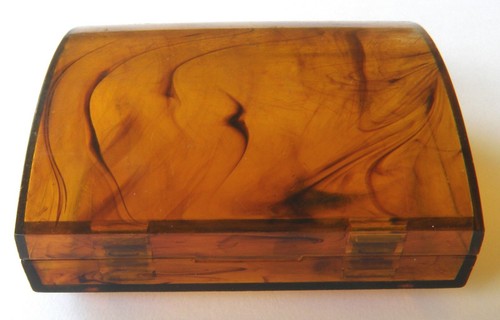 Gents Faux Tortoise Shell Plastic Jewellery Cufflinks Case Box c.1950 - Bild 10 von 12