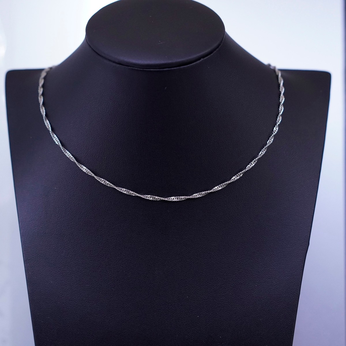 17” 3mm, vintage sterling silver 925 twisted curb chain necklace