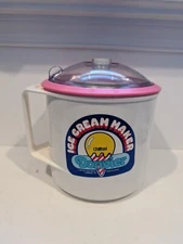 Vintage Donvier 1 Pint Chillfast Manual Ice Cream Maker Pink Rim Hand Crank