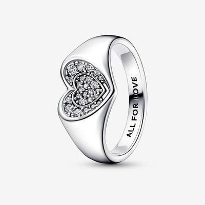 New Pandora Radiant Heart Pavé Signet Ring 192491C01-52 $85