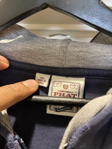 VTG Y2K Phat Farm Hoodie 2XL/3XL Full Zip Navy Blue Faded - Picture 8 of 12