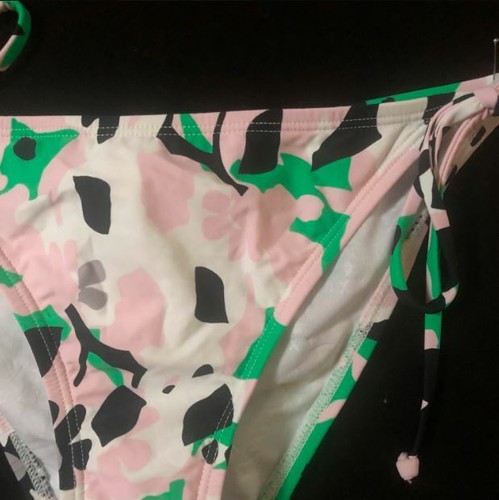 Diane Von Furstenberg Roxy Brazilian String Bikini Bottom, Pink / Green, Medium - Picture 2 of 4