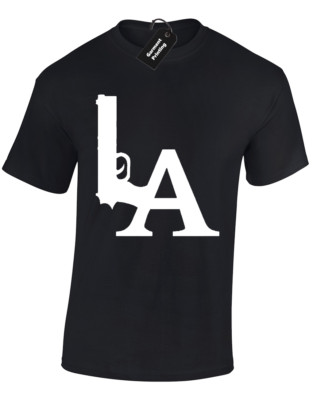 LA GUN DESIGN HERREN T-SHIRT COOL LOS ANGELES COMPTON RAP HIP HOP OBERTEIL SWAG S - 5XL