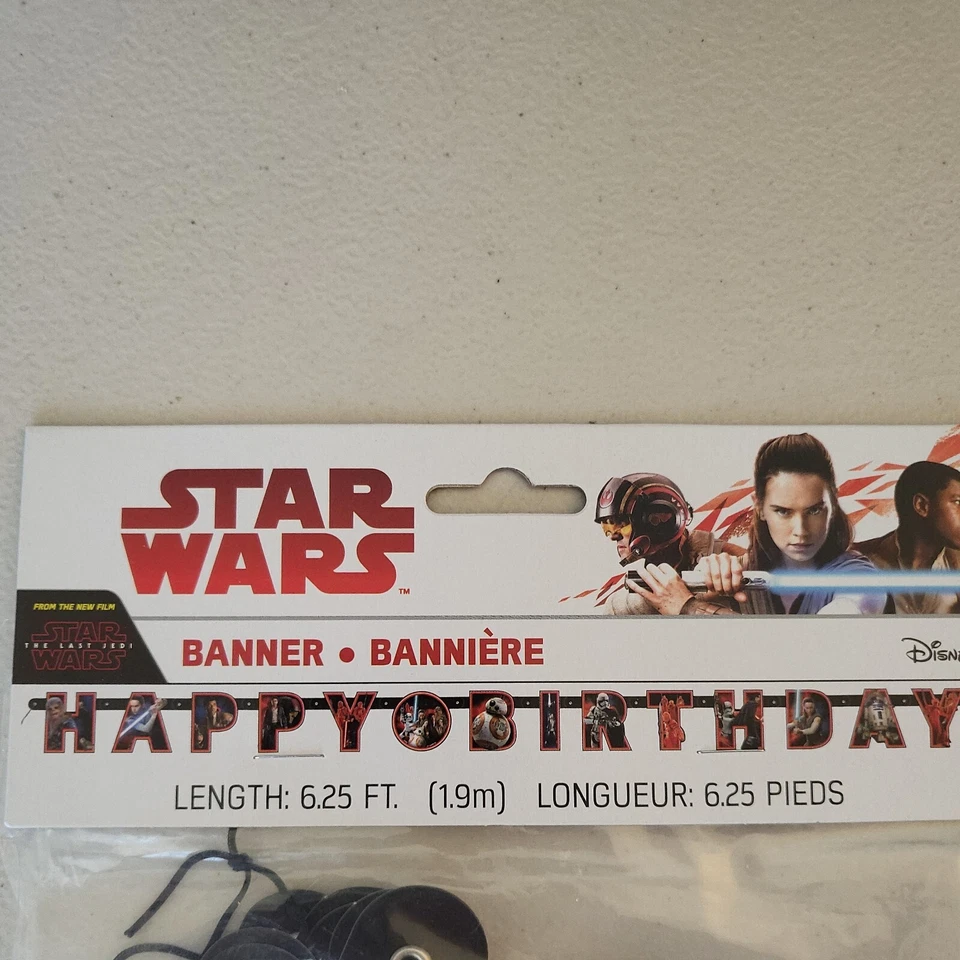 星球大战生日快乐横幅迪士尼(大量 2 件)儿童派对全新最后的杰迪 — 第 2/4 张图片