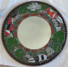 Handcrafted Large 24 inch Art Glass Round Mosaic Koi Fish Mirror/New