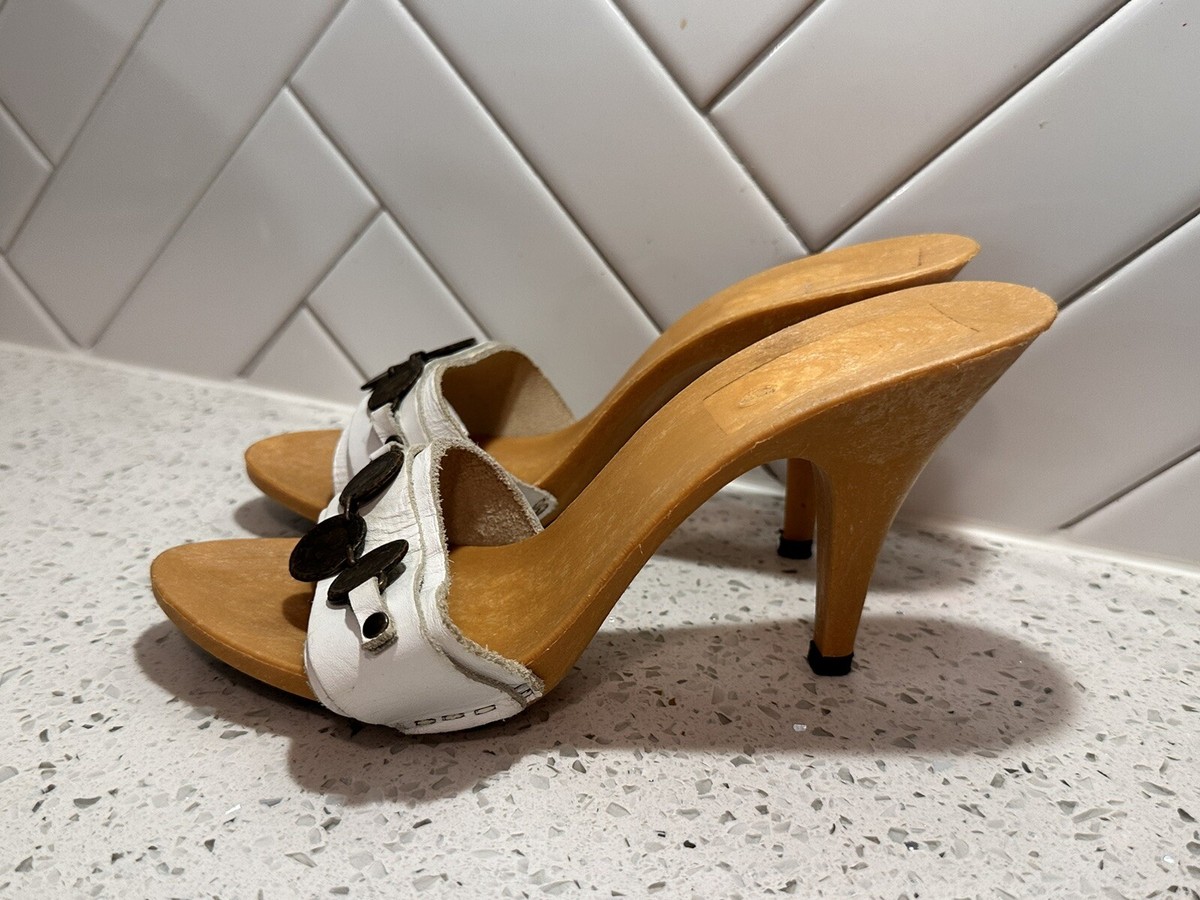 Vintage 80s Candies Style Sandals High Heels Slides Sexy White