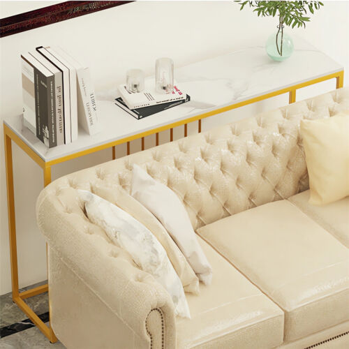 Luxury Glossy Real Marble Console Table Couch Table Hallway Furniture Iron Frame - Picture 21 of 54