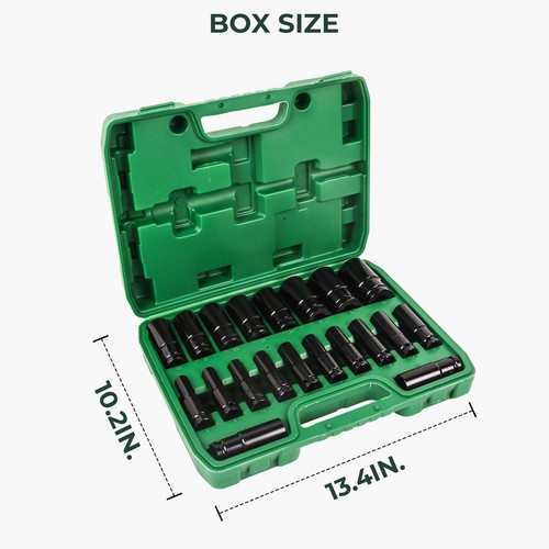 20-Piece Impact Socket Set 6-Point 1/2" Drive Standard Metric Tool Kit - Picture 5 of 7
