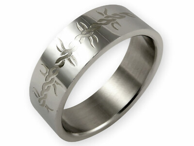 Edelstahl Ring Bandring Fingerring Herren Damen Stacheldraht