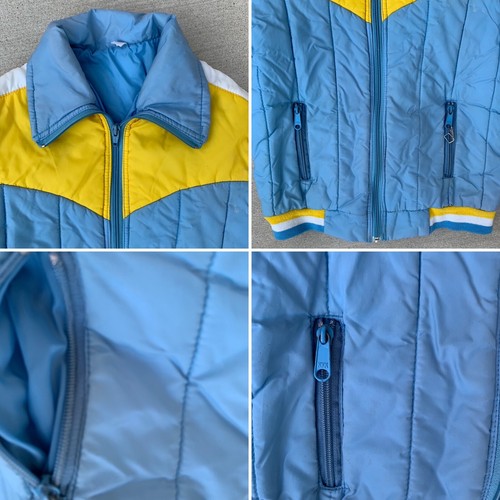Vintage Skijacke hellblau gelb weiß Schnee 70er 80er Kinder Jugend Größe 14 - Bild 5 von 24