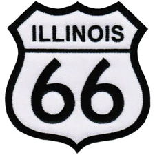 ILLINOIS ROUTE 66 EMBROIDERED PATCH - IRON-ON APPLIQUE Highway Road Sign Biker