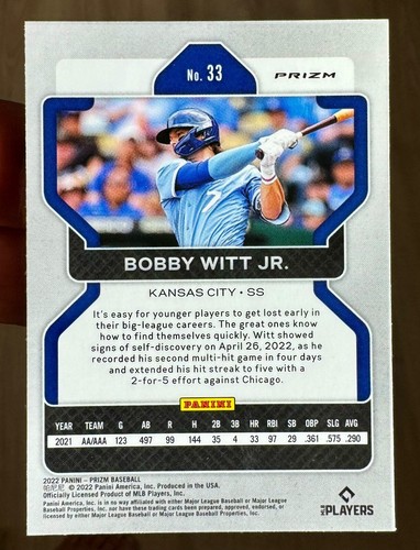 BOBBY WITT JR. ROOKIE SP💥2022 Panini PRIZM #33💥Green Prizm💥RC Logo💎 - Picture 2 of 4