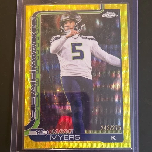 Topps 2025 Chrome Jason Myers Seahawks #280 Yellow Wave Refractor /275