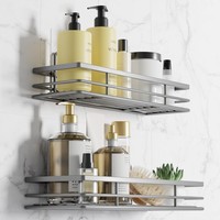 Duschablage Ohne Bohren 2 StüCk Edelstahl Silber Grau Badezimmer Regal